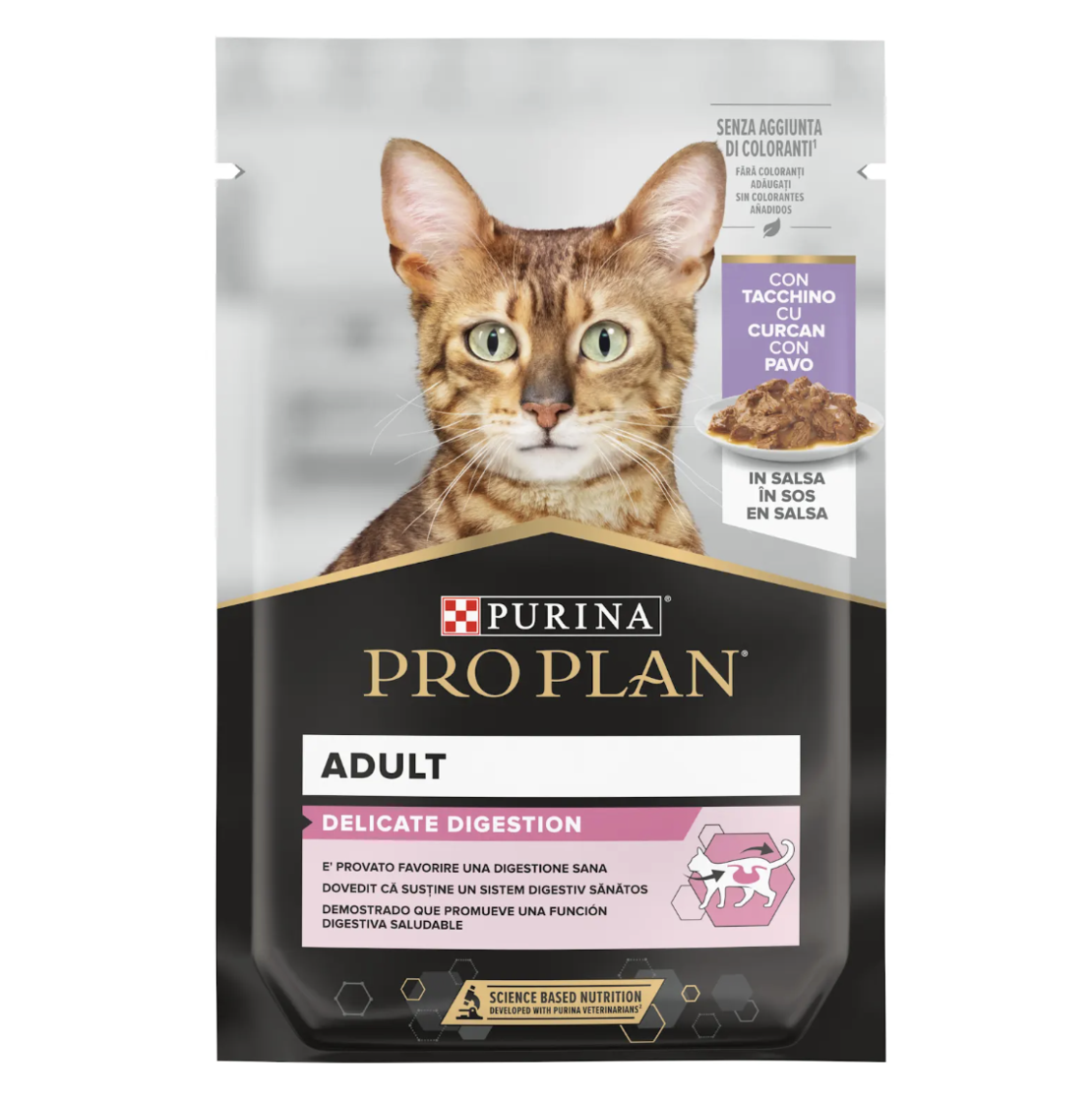 PURINA® PRO PLAN® DELICATE, за котки в зряла възраст, с пуйка, пауч, 85 гр