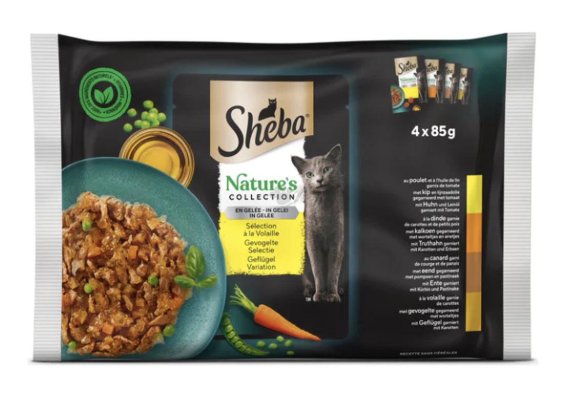 Sheba Natures Collection Poultry - пълноценни паучове за котка с птиче 4 х 85 гр