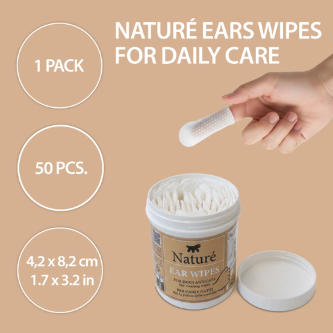 Еднократни тампони за уши за кучета и котки Ferplast NATURÉ  - 50 бр.