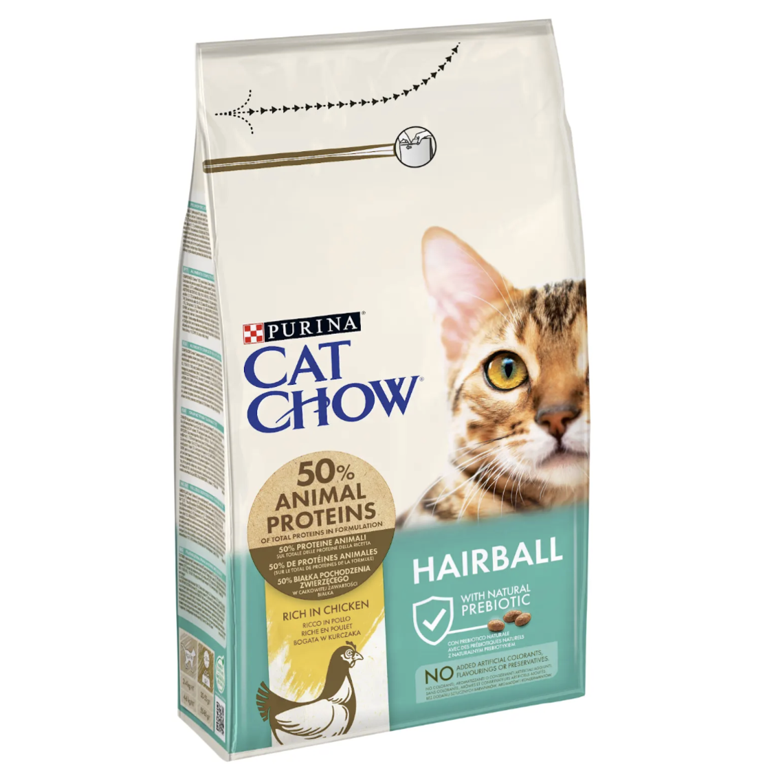 PURINA® CAT CHOW® Hairball Control с Naturium™, Пиле, суха храна