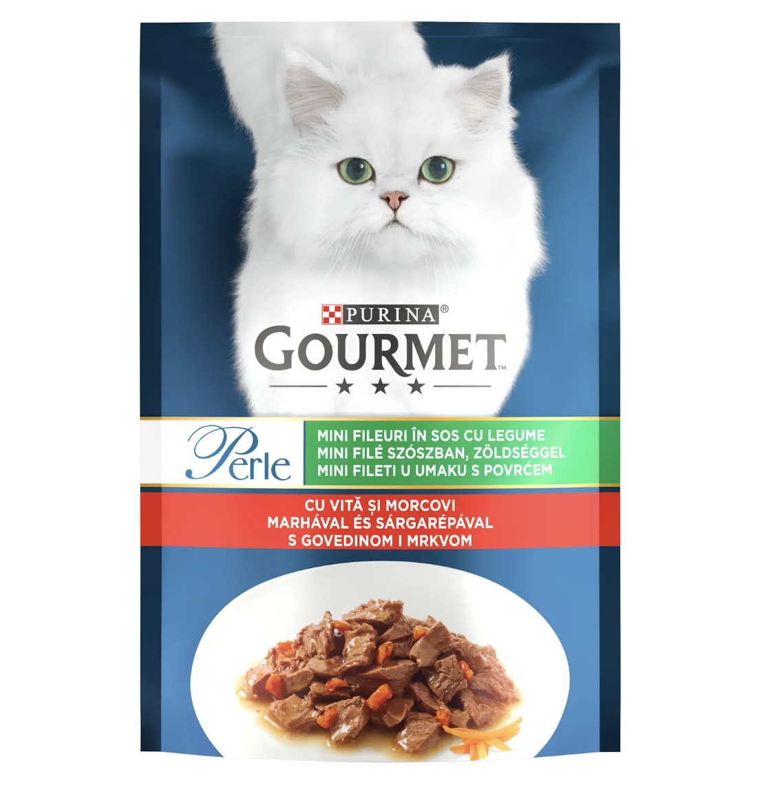 PURINA® GOURMET®  Perle Котки в зряла възраст, Печено месо в Сос, Говеждо, Мокра храна, пауч, 85 гр