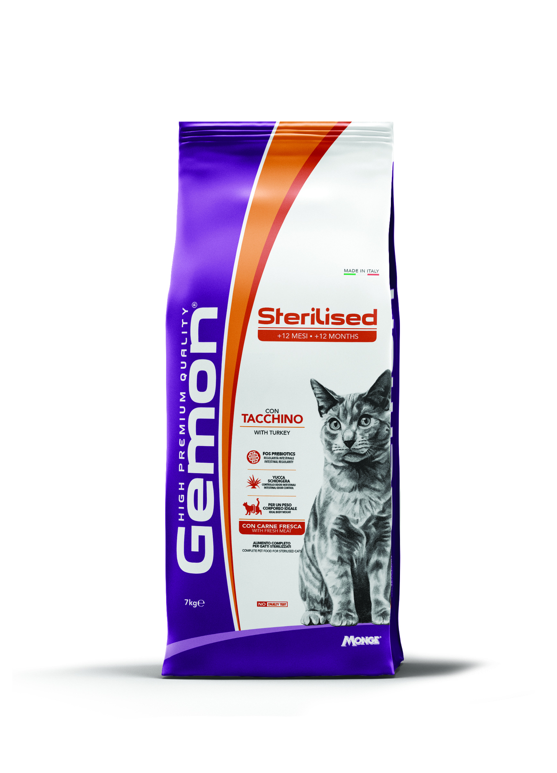 GEMON STERILISED CAT WITH TURKEY - Пълноценна суха храна за кастрирани котки над 1 година с пуешко