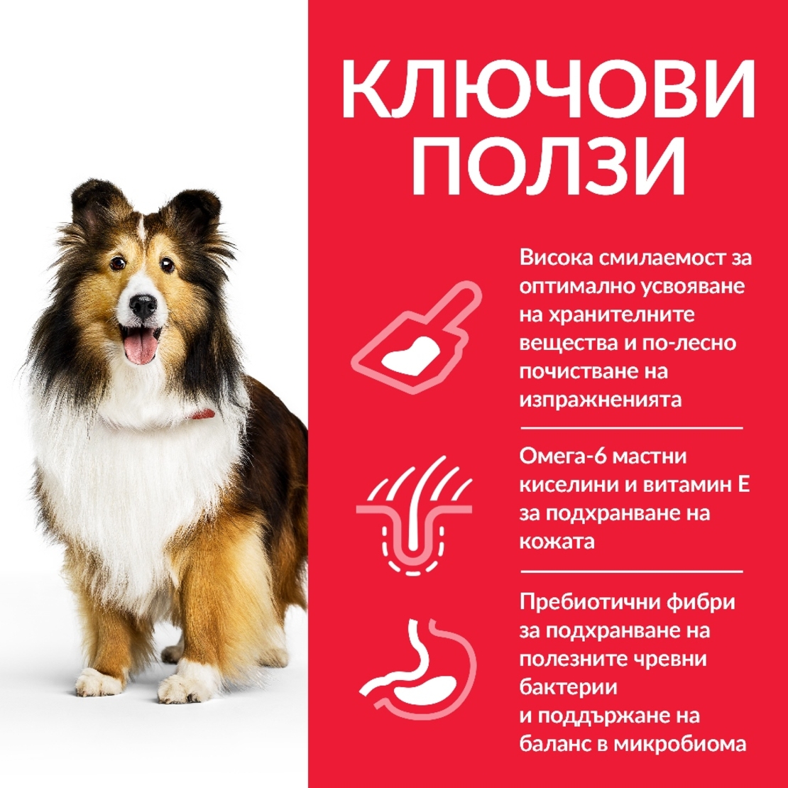 Hill’s Science Plan Adult Sensitive Stomach & Skin – Пълноценна суха храна за кучета над 1 година с чувствителен стомах и чувствителна кожа