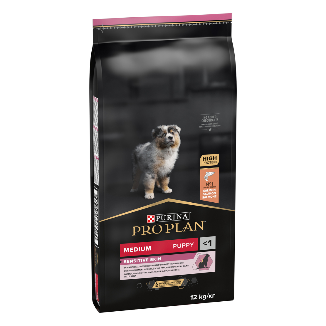 PURINA® PRO PLAN® Dog Medium Puppy SENSITIVE SKIN за малки кученца от средни породи с чувствителна кожа, суха храна, Iс високо съдържание на сьомга