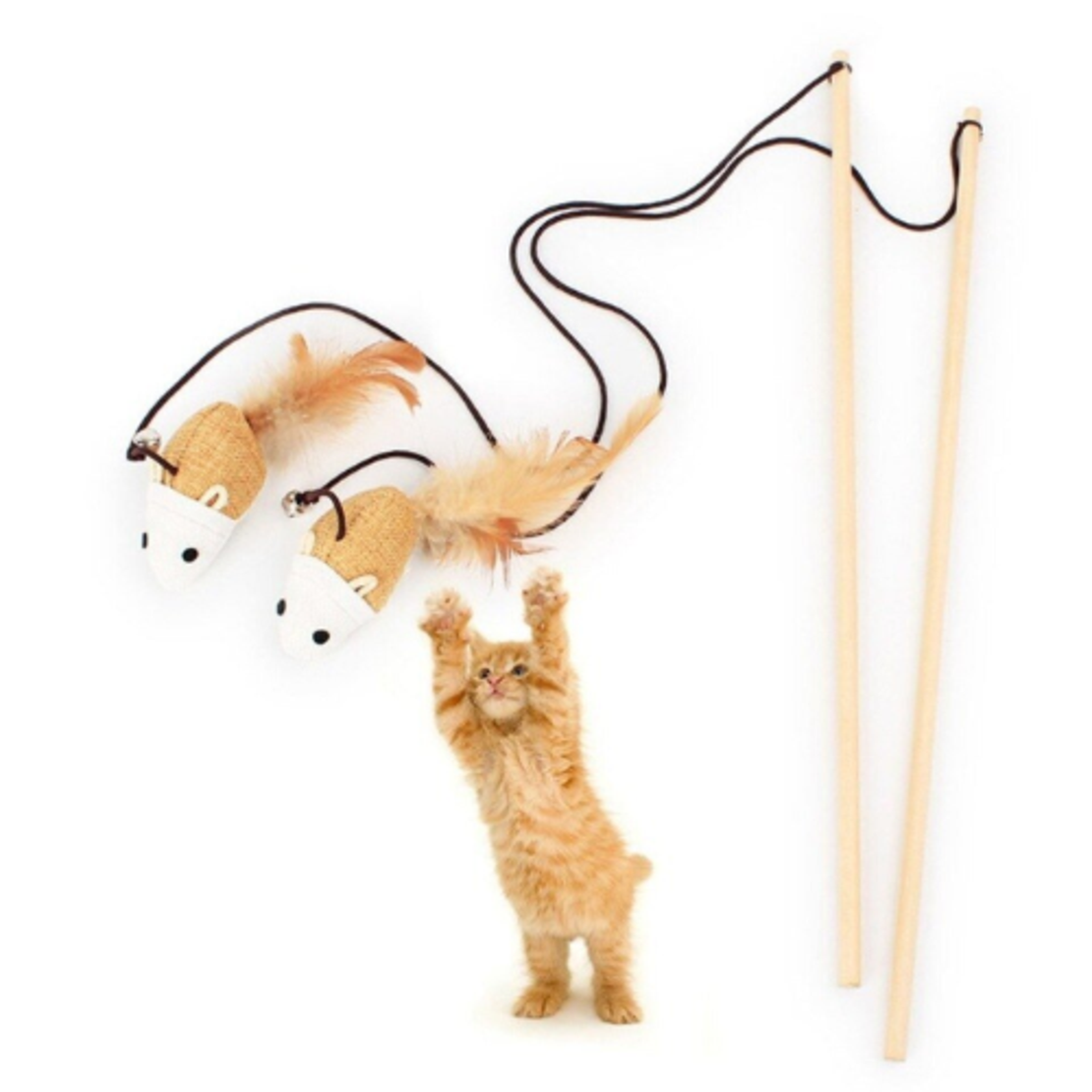 Играчка за коте – дървена въдичка, 40 см / 0,5 см