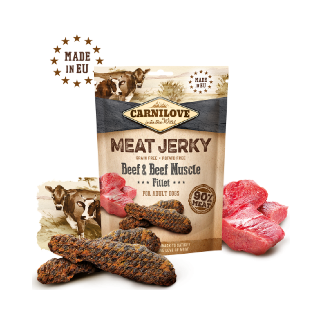 Carnilove Jerky Beef with Beef Muscle Fillet - лакомства с говеждо, 110 гр