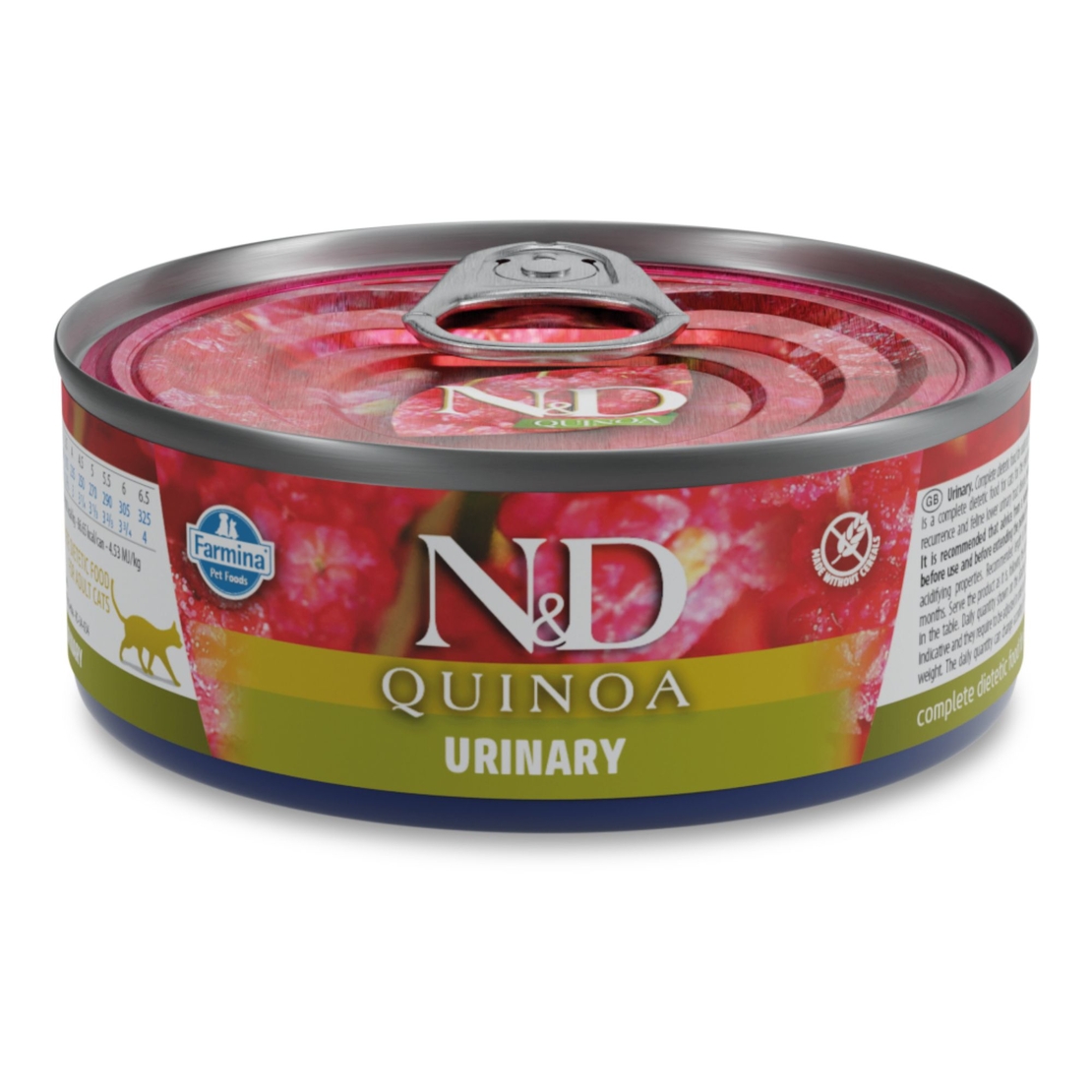 N&D Quinoa Urinary with Duck & Cranberry , Cat Adult – мокра храна без зърнени култури за здрав уринарен тракт, за котки над 1 година, с патешко, киноа, червена боровинка и лайка, консерва