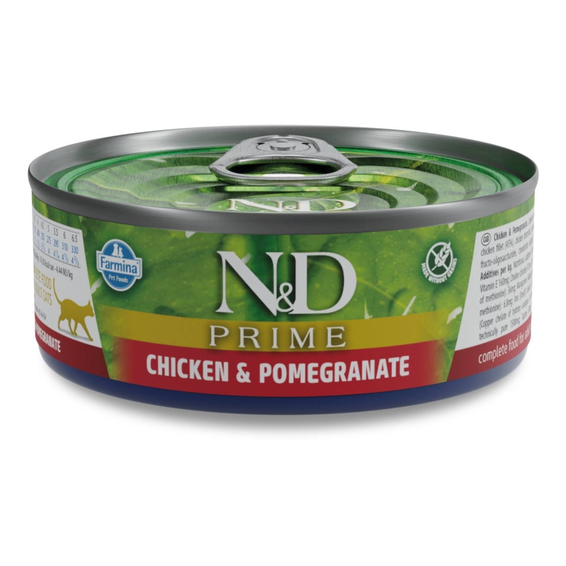N&D Prime Chicken & Pomegranate Kitten – мокра храна без зърнени култури за подрастващи котенца до 1 година, с пилешко и нар, консерва