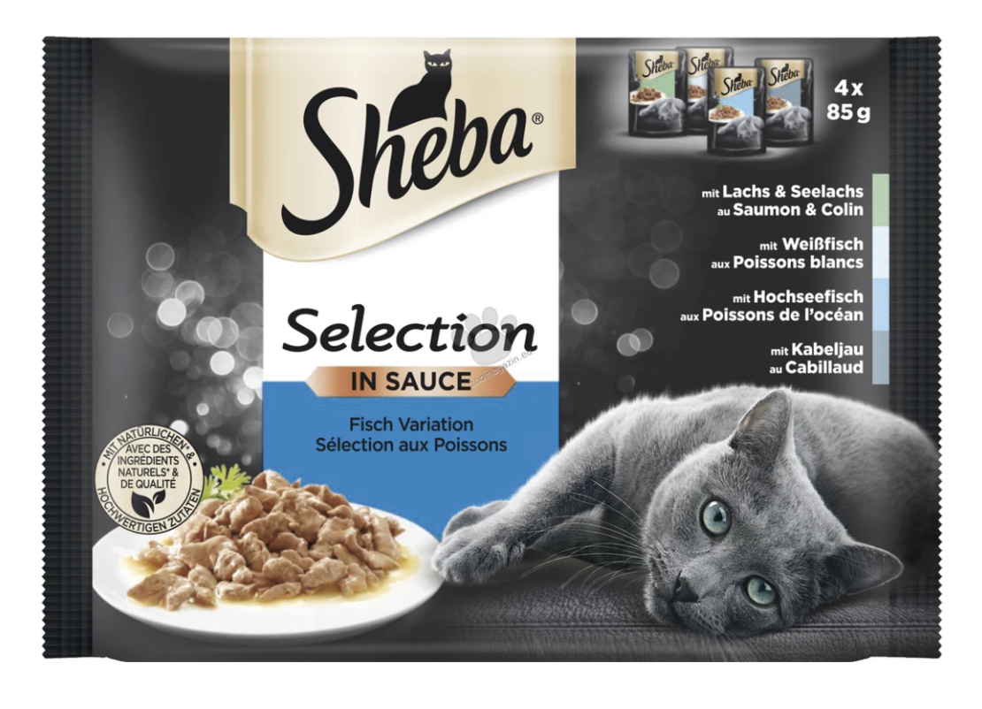 Sheba Selection in sauce - четири броя паучове микс / риба тон, сьомга / 4 x 85 грама