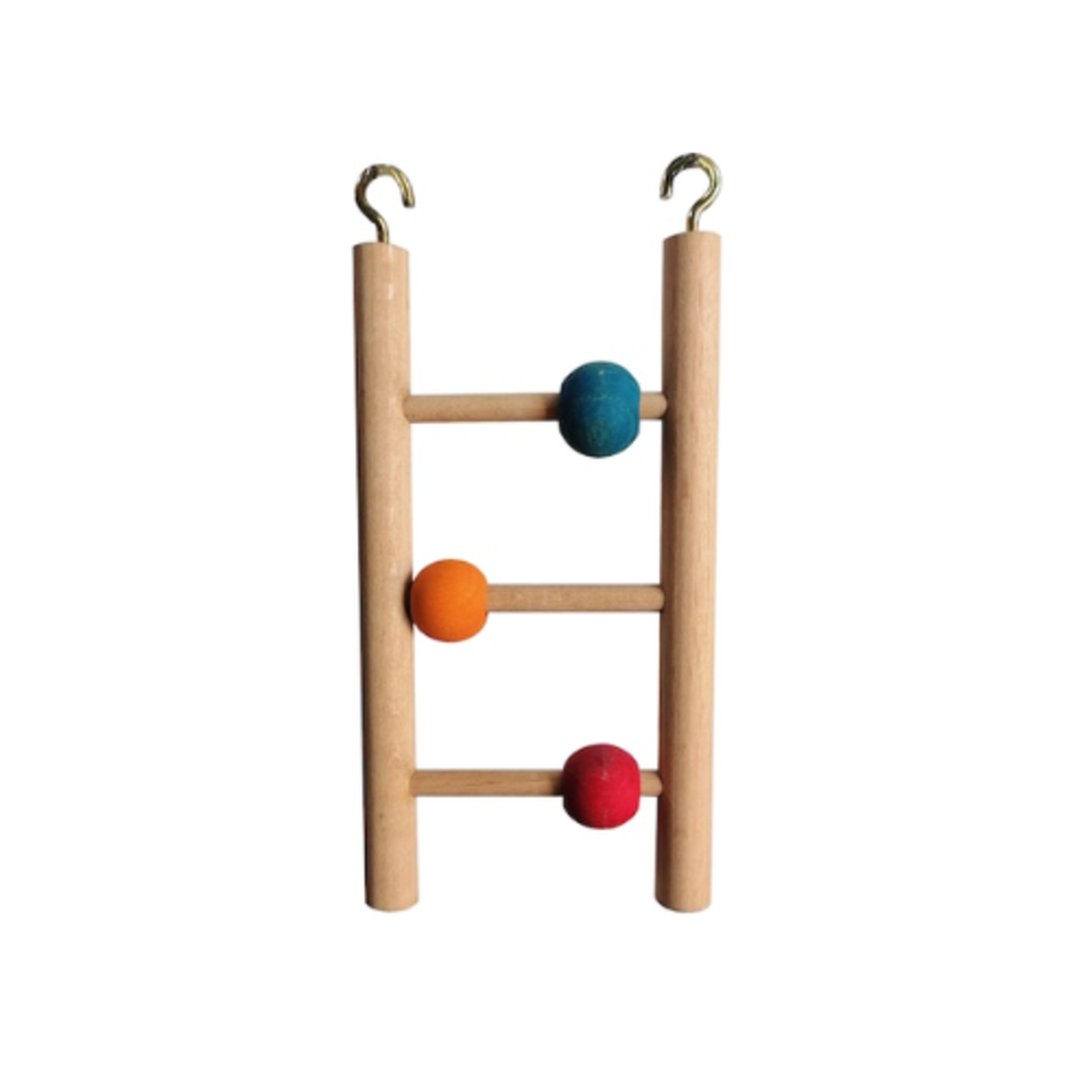 Стълбичка за папагали – 3 стъпала, дърво с боядисани мъниста, 7,5 x 16 см