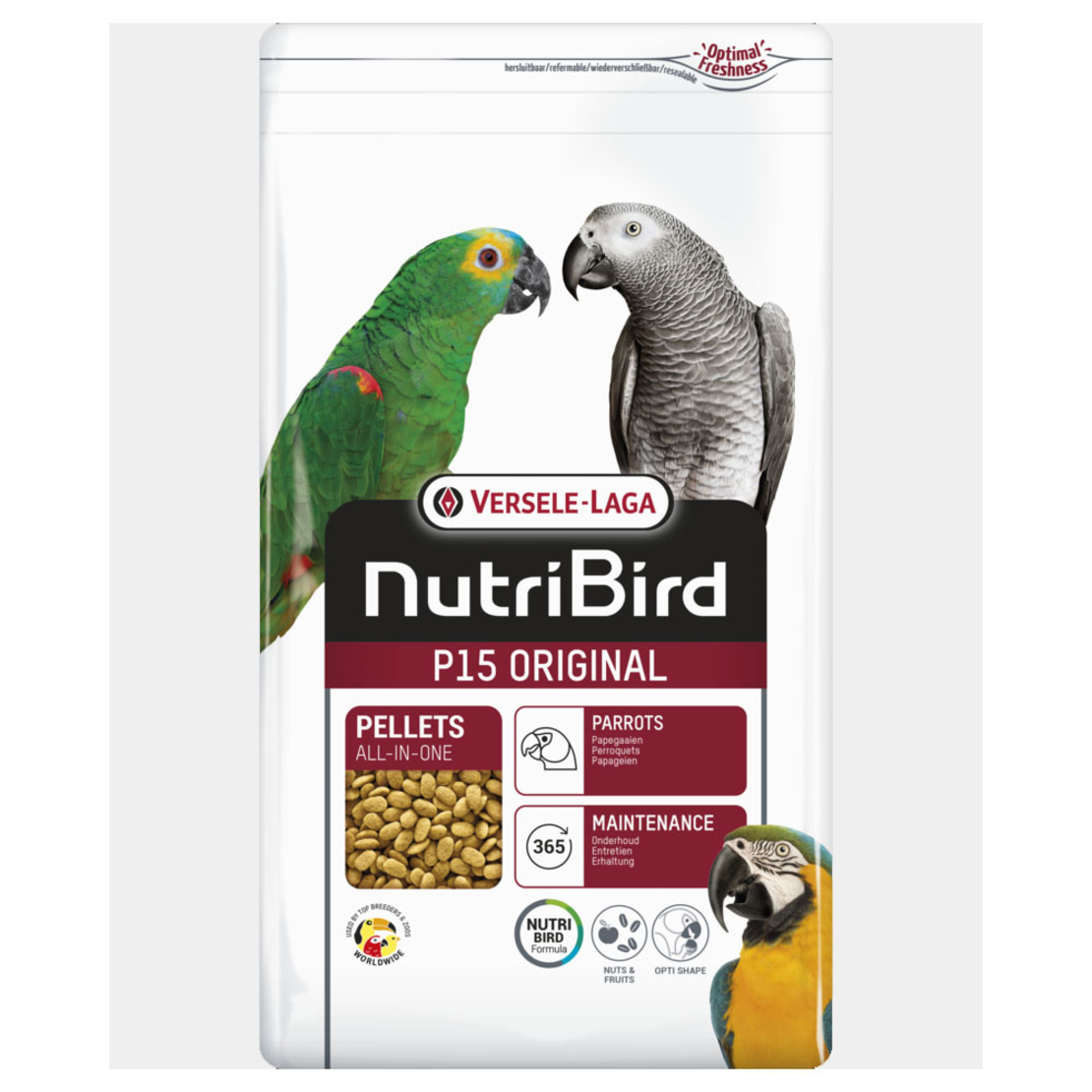 NUTRIBIRD P15 Original – Пълноценна екструдирана ежедневна храна за големи папагали, 1 кг