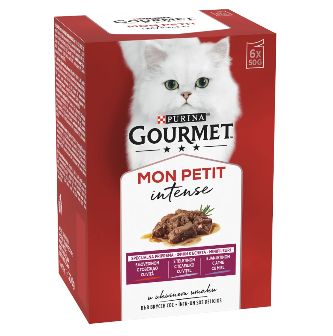 GOURMET MON PETIT Фини късчета в сос - с говеждо, телешко и агне (6x50гр)
