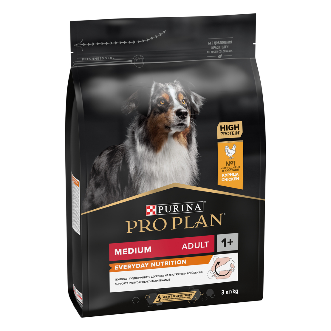 PURINA® PRO PLAN® Dog Medium Adult EVERYDAY NUTRITION за кучета в зряла възраст от средни породи, с високо съдържание на пиле