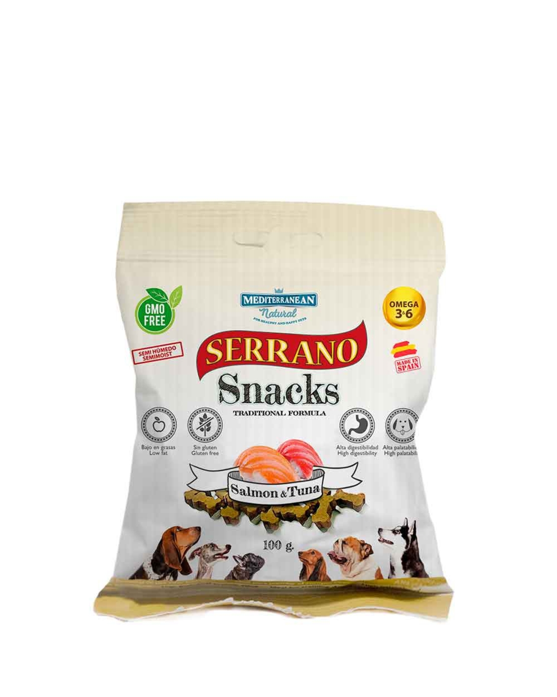Serrano Snack for Dog Salmon and Tuna меко лакомство с вкус на сьомга и риба тон