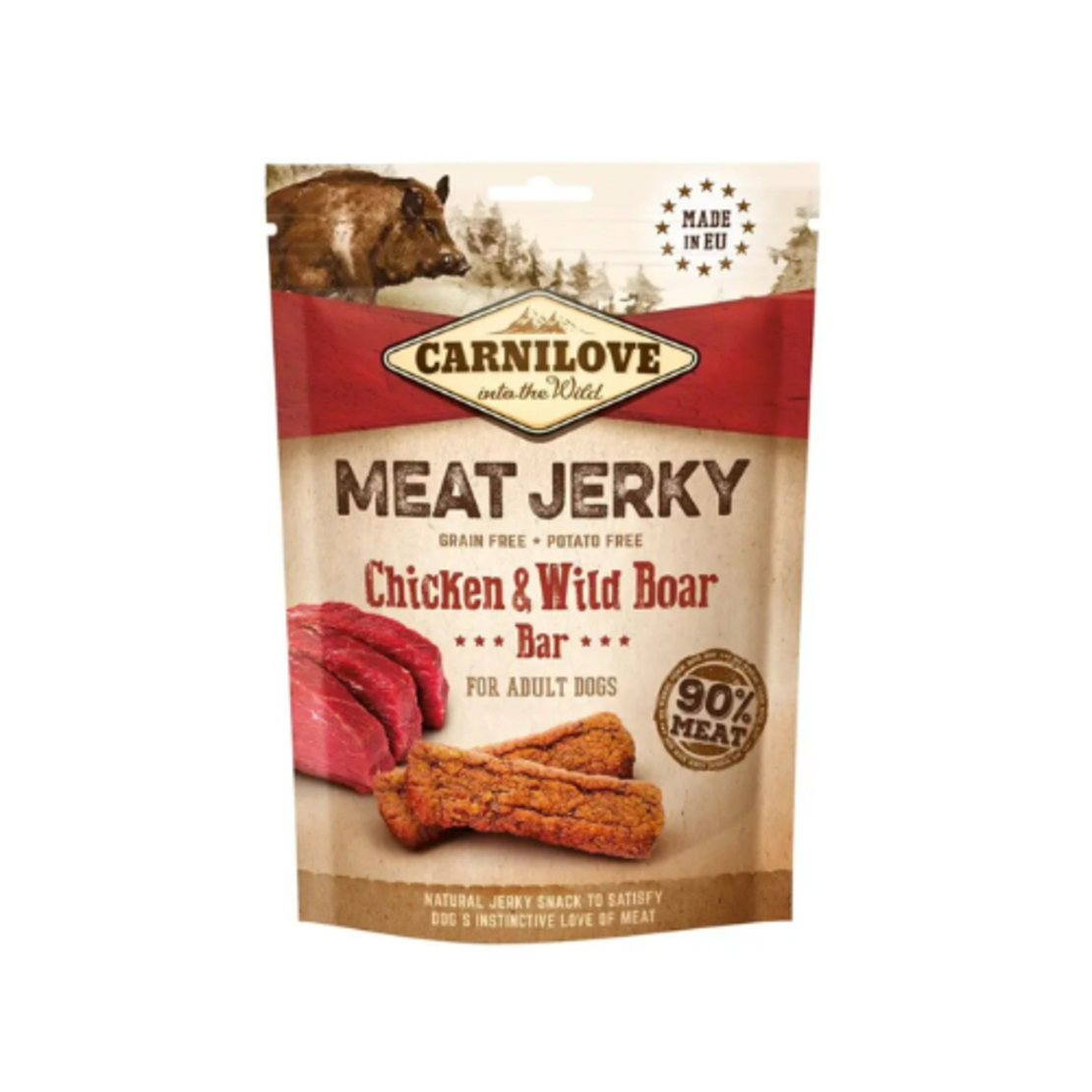 Carnilove Jerky Chicken & Wild Boar Bar - лакомства с пилешко и глиган, 110 гр