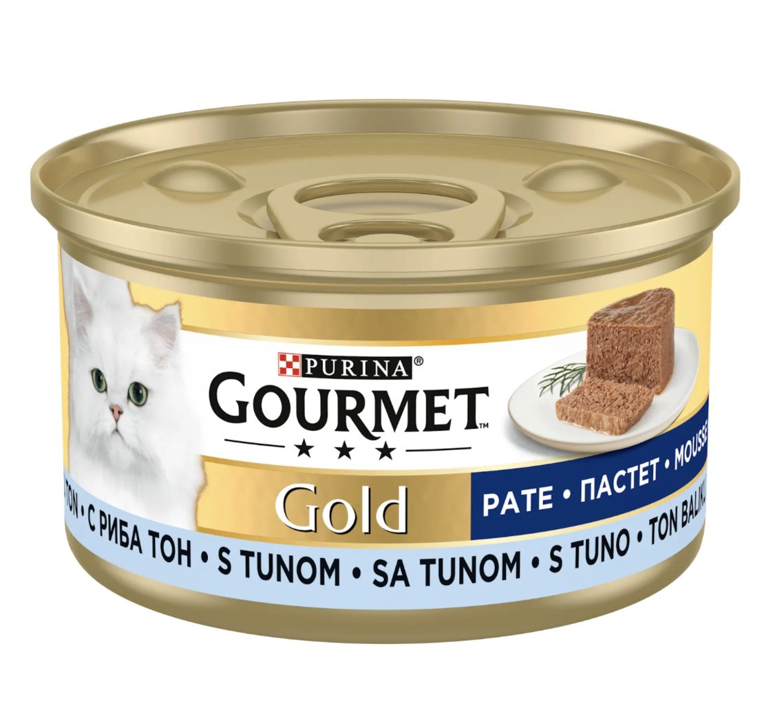 PURINA® GOURMET®  Gold Котки в зряла възраст, Пастет, Риба Тон, Мокра храна, Консерва, 85 гр