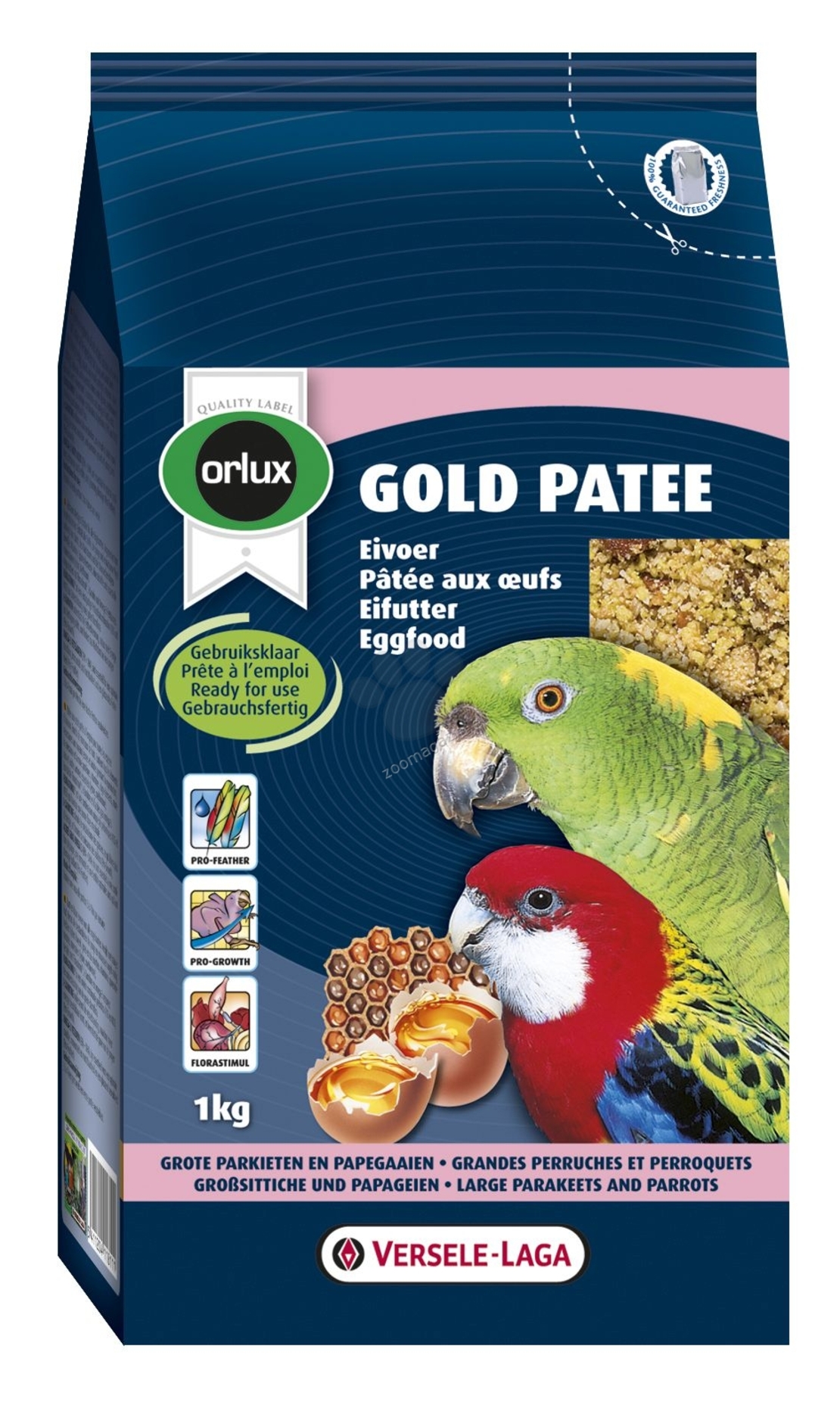 Gold Patee Parakeet and Parrots - мека яйчна храна за средни и големи папагали, 1 кг