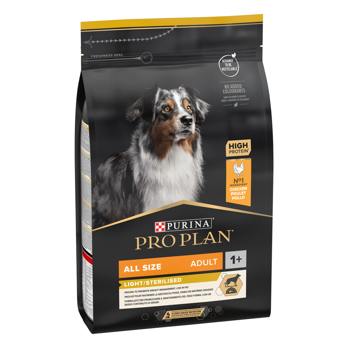 PURINA® PRO PLAN® Dog All size Adult Light Sterilised за кучета в зряла възраст с наднормено тегло или кастрирани от всички породи, суха храна, с високо съдържание на пиле