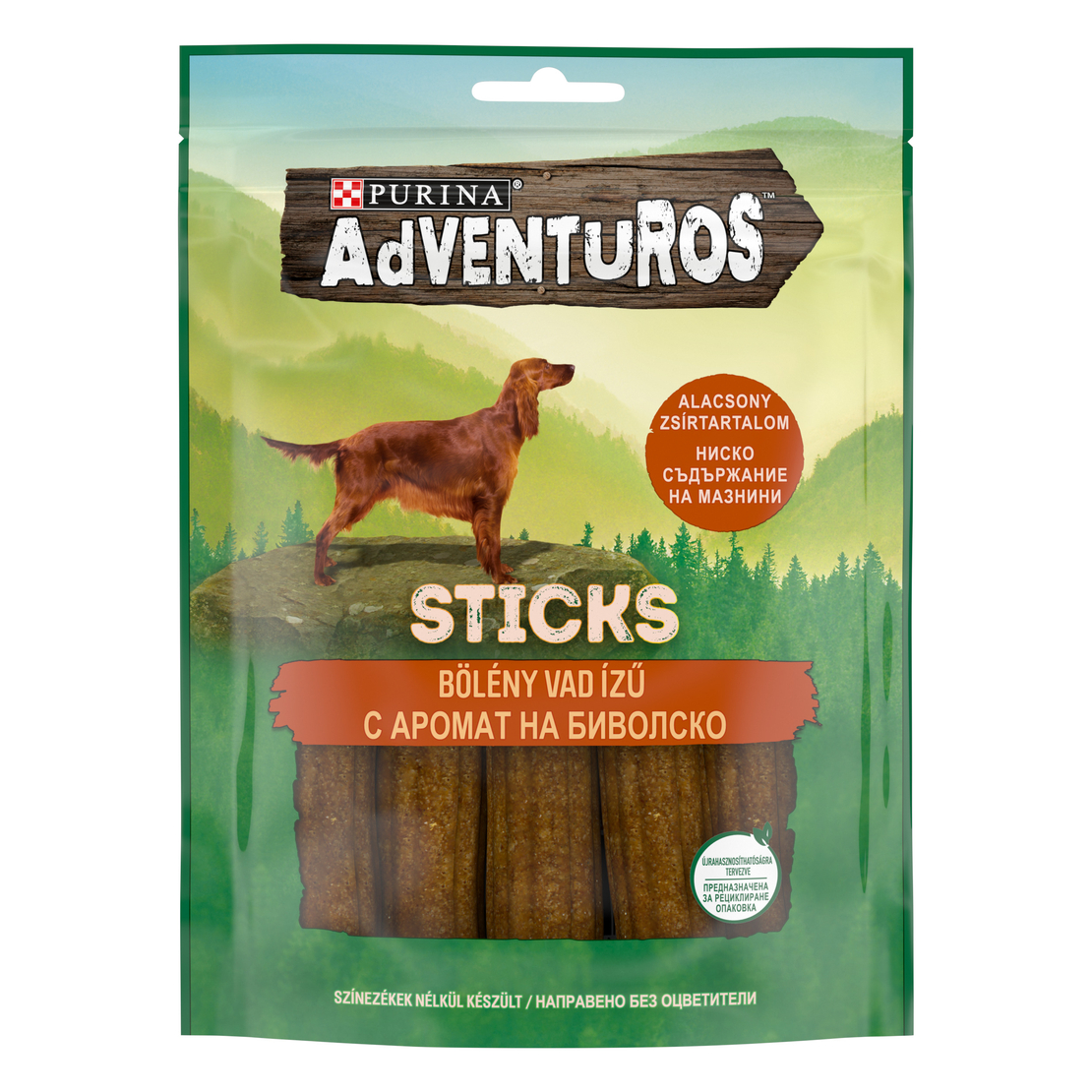 PURINA® ADVENTUROS ® Sticks Лакомство за кучета в зряла възраст, биволско, 120 гр