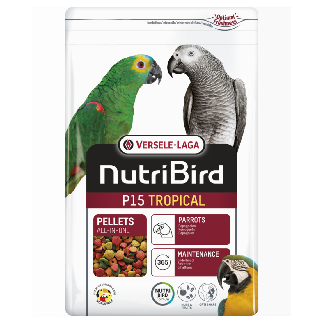 NUTRIBIRD Р15 Tropical - пълноценна екструдирана храна за големи папагали, 1 кг