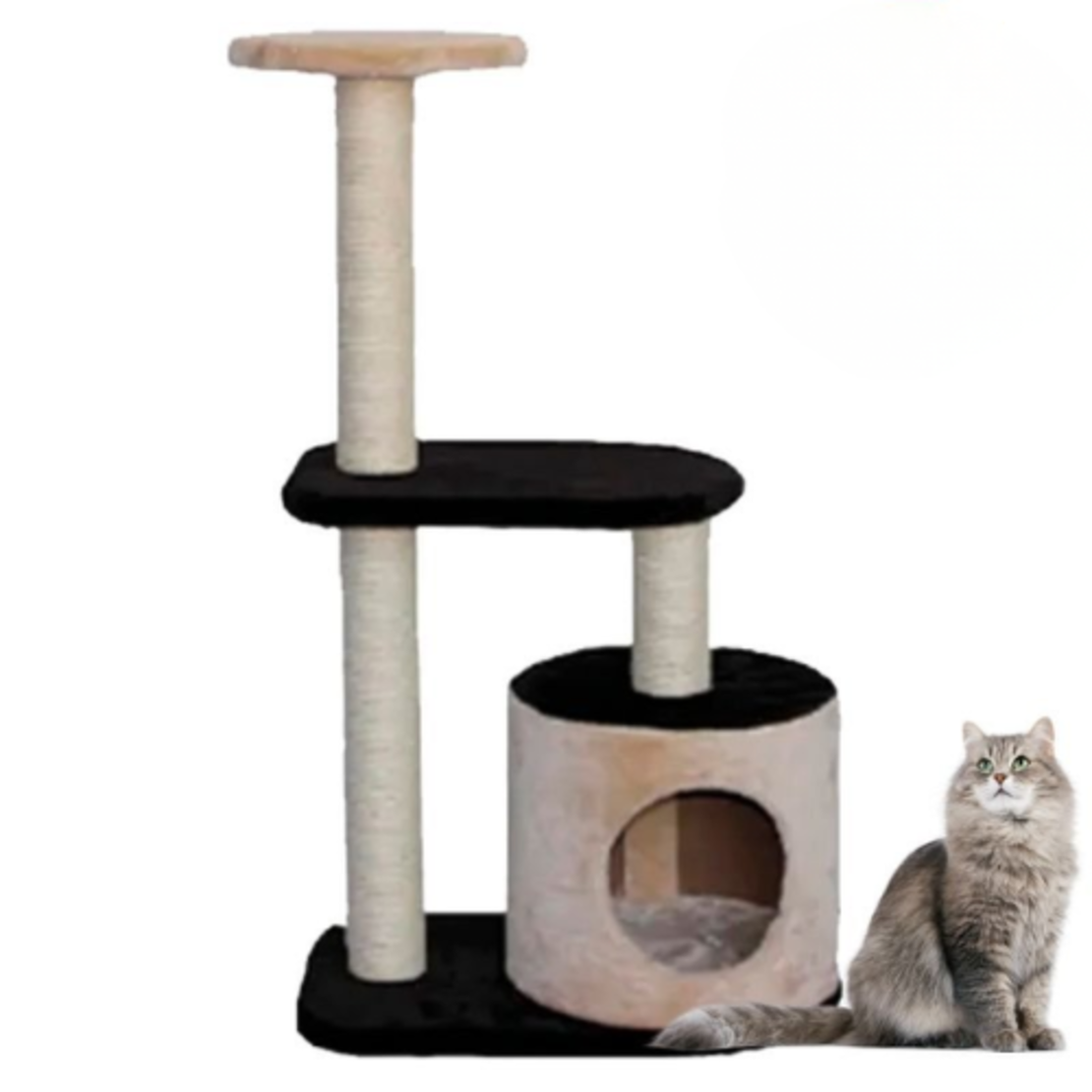 Драскало за коте с къщичка, две стойки и играчка топче PetsMania