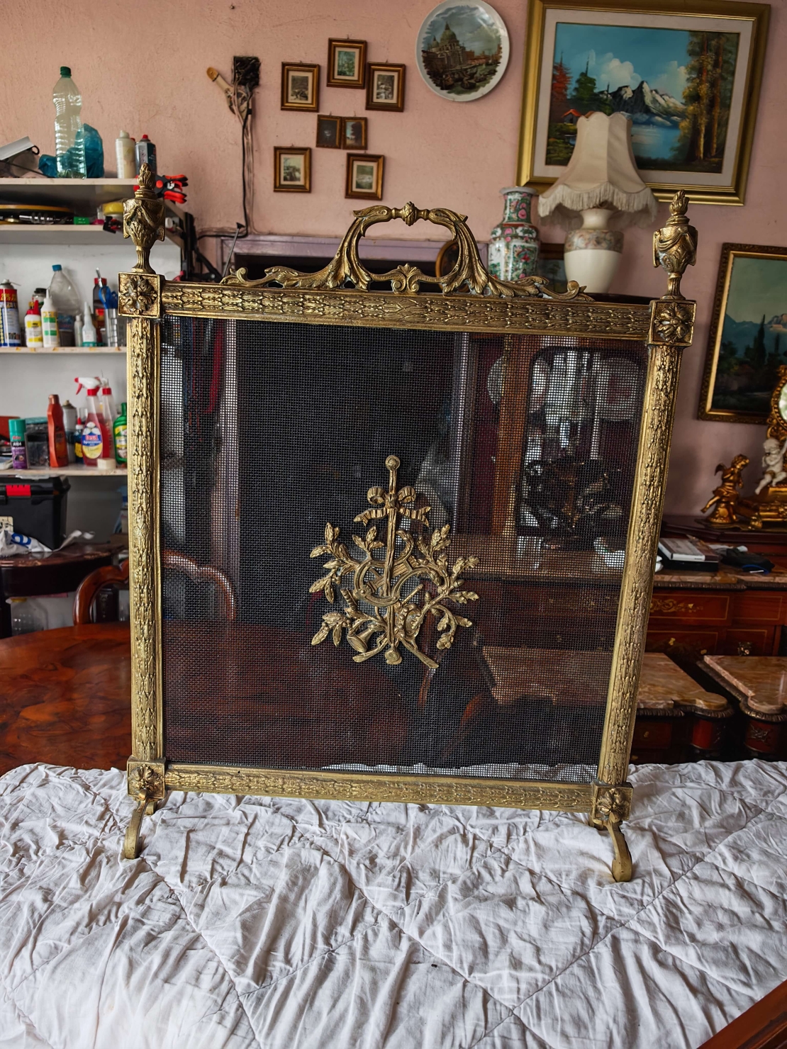 Антикварен параван за камина Луи 15