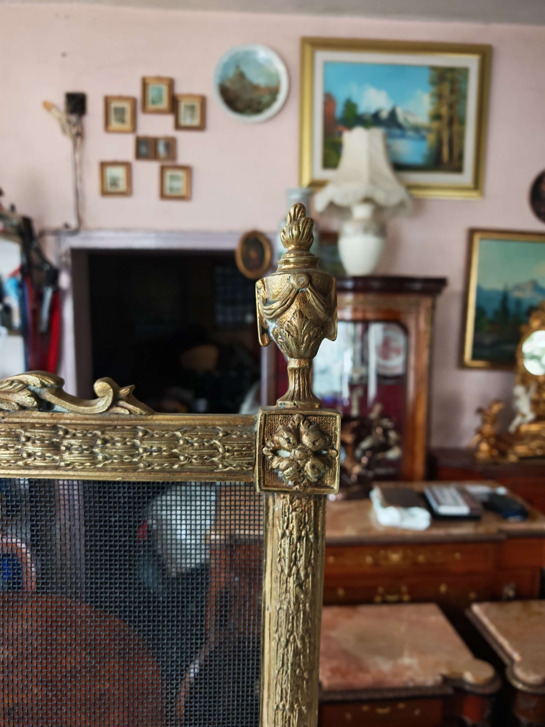 Антикварен параван за камина Луи 15