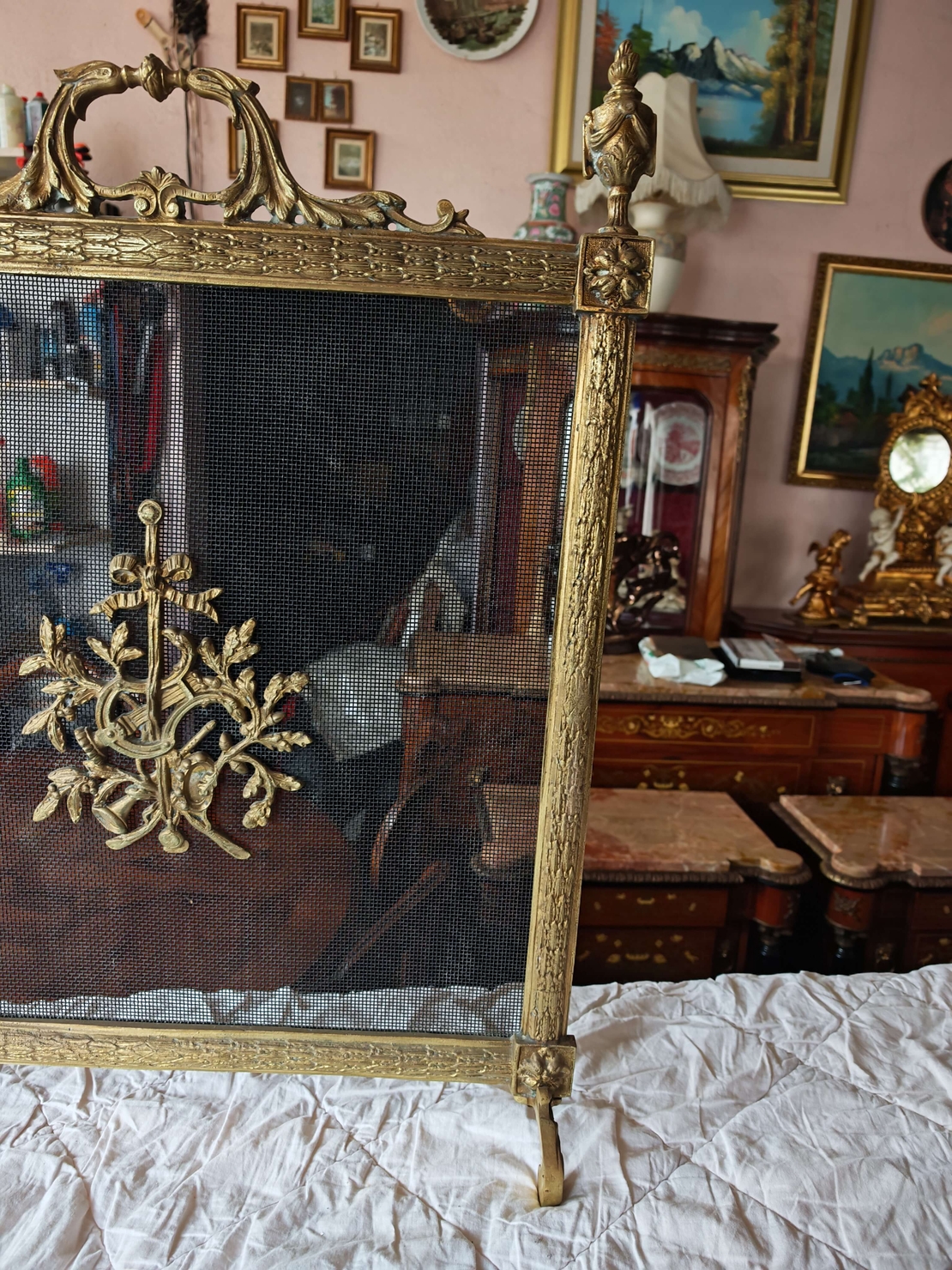 Антикварен параван за камина Луи 15