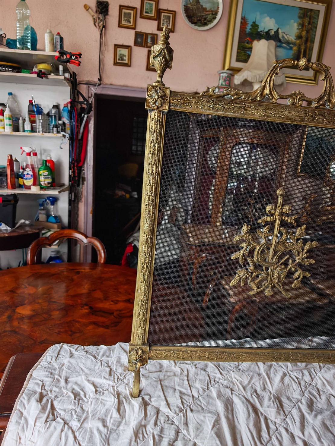 Антикварен параван за камина Луи 15