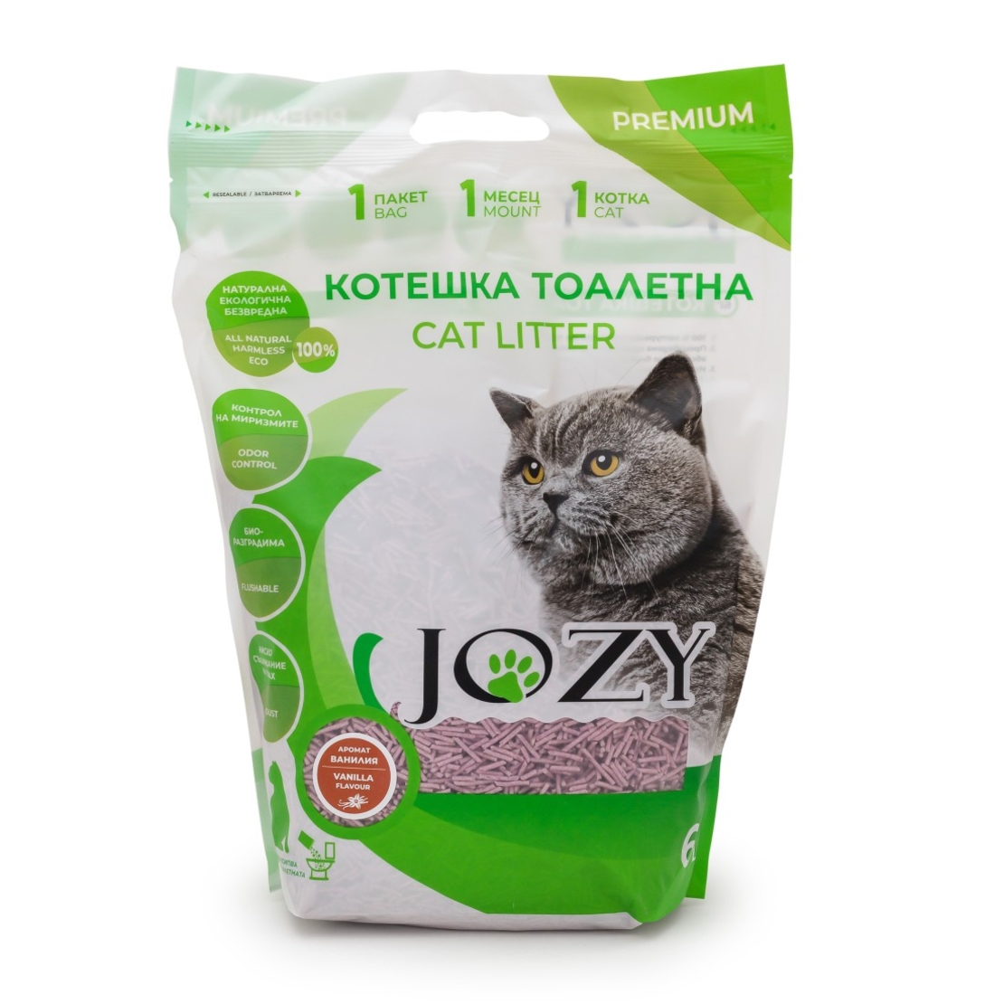 КОТЕШКА ТОАЛЕТНА JOZY ТОФУ, 6 ЛИТРА - 2,5КГ, С АРОМАТ НА ВАНИЛИЯ