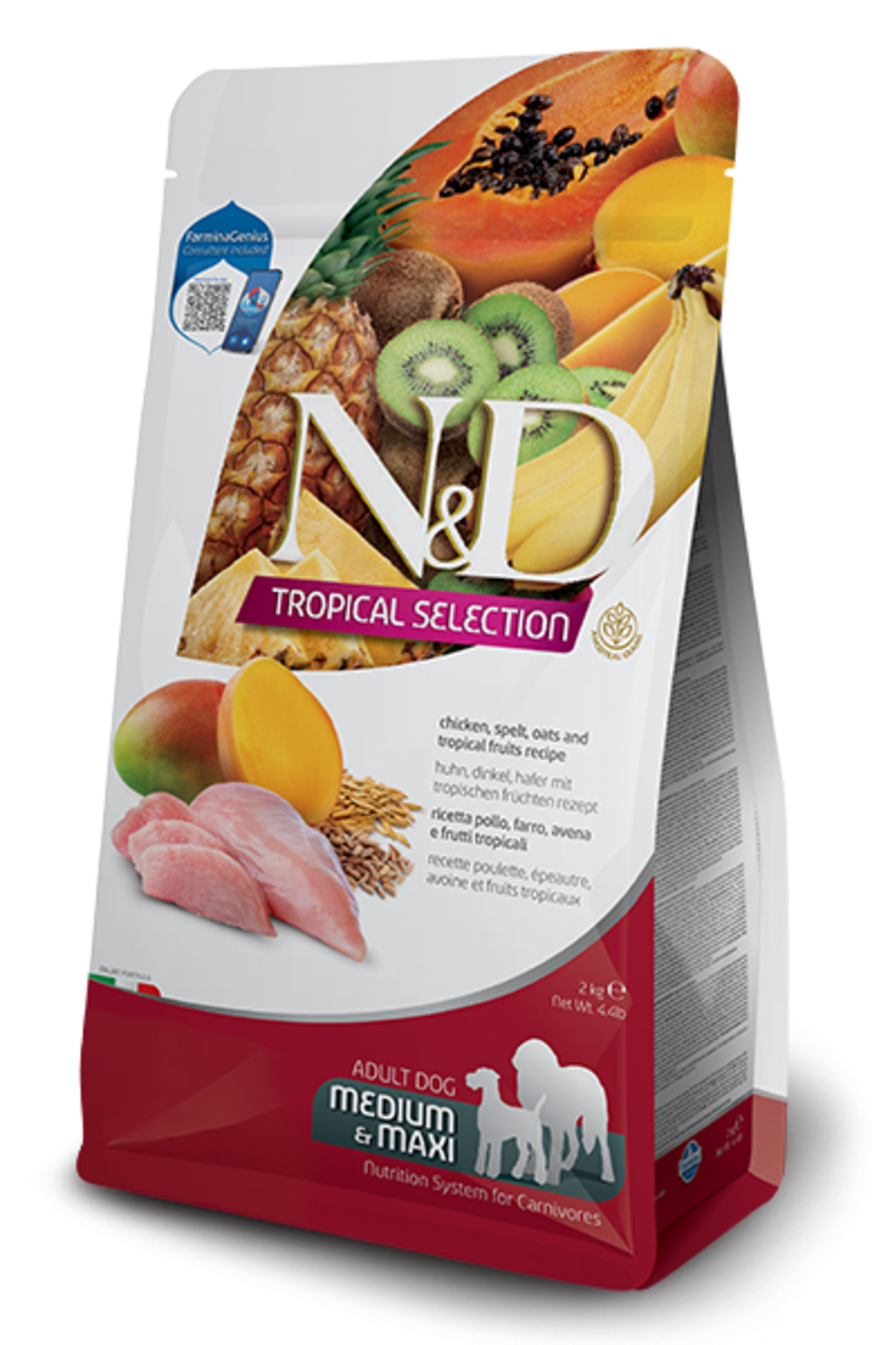 N&D Tropical Selection Chicken Adult Medium & Maxi – храна за кучета, с пилешко и тропически плодове, за средни и големи породи, 2 kg / 10 kg