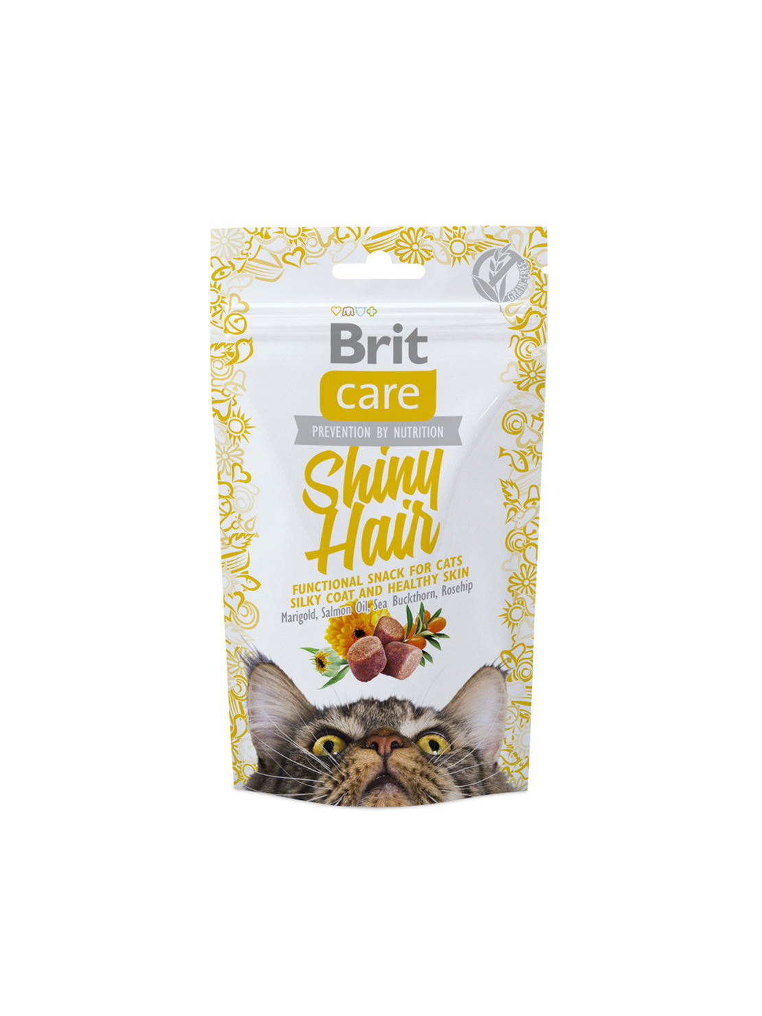 Brit Care Cat Shiny Hair - полувлажни хапки за котка за красива кожа и козина 50 гр