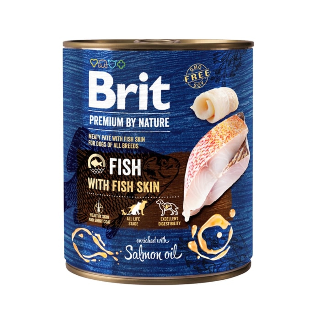 Brit Premium by Nature Fish with Fish Skin 800 г – Пълноценна мокра храна за кучета с риба и рибена кожа