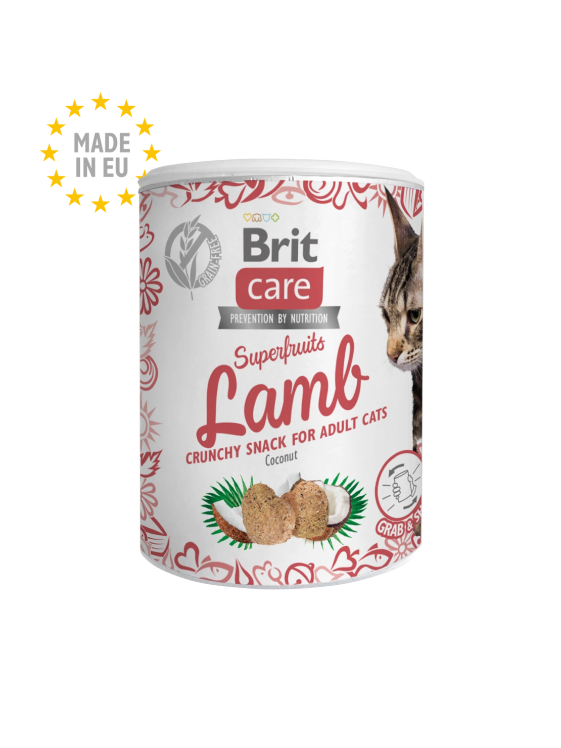Brit Care Superfruits - Лакомство за котки в кутия 100гр- с агнешко и кокос