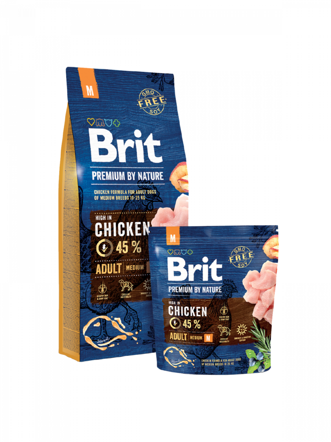 Brit Premium by Nature Adult M – до 45% прясно пилешко – храна за средни породи, 1 kg / 3 kg / 8 kg