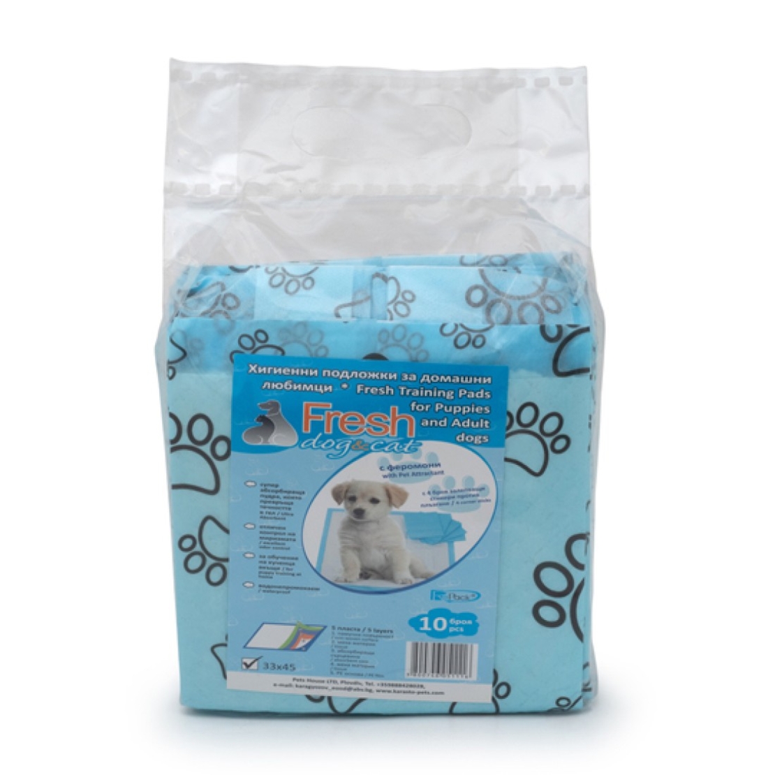 ХИГИЕННИ ПОДЛОЖКИ FRESH С ФЕРОМОНИ И СТИКЕРИ ЗА КУЧЕШКА ТОАЛЕТНА 33х45