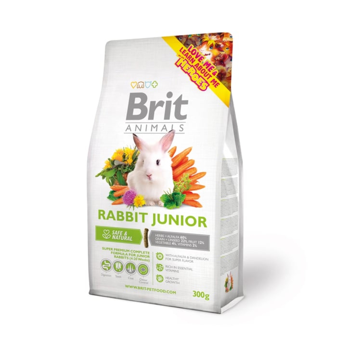Brit Animals Rabbit Junior 300 g – Суперпремиум храна за млади декоративни зайци