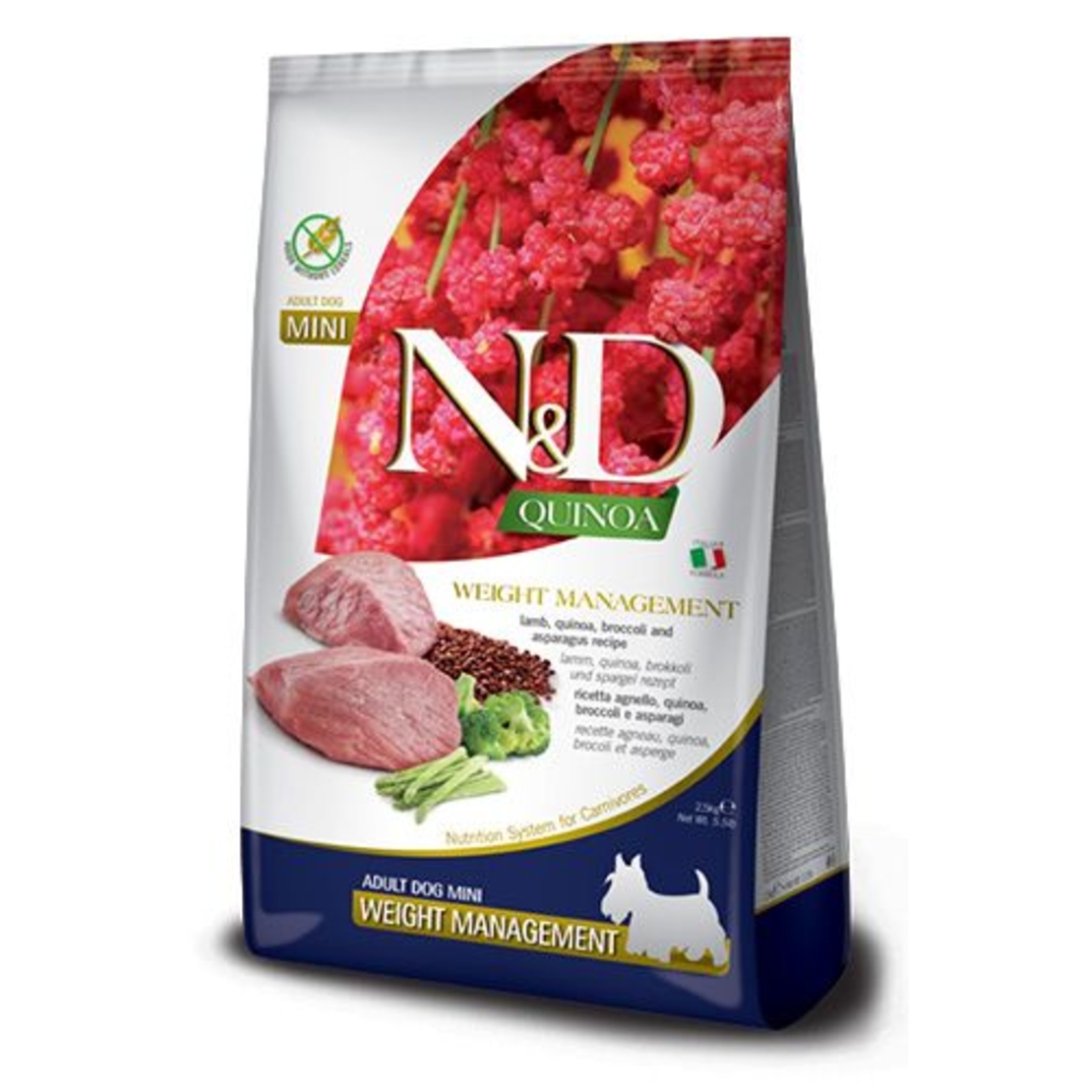 N&D Quinoa Weight Management Lamb Adult Mini Breeds – храна за кучета за контрол на теглото, с агнешко, за дребни породи, 0.800 kg / 7 kg