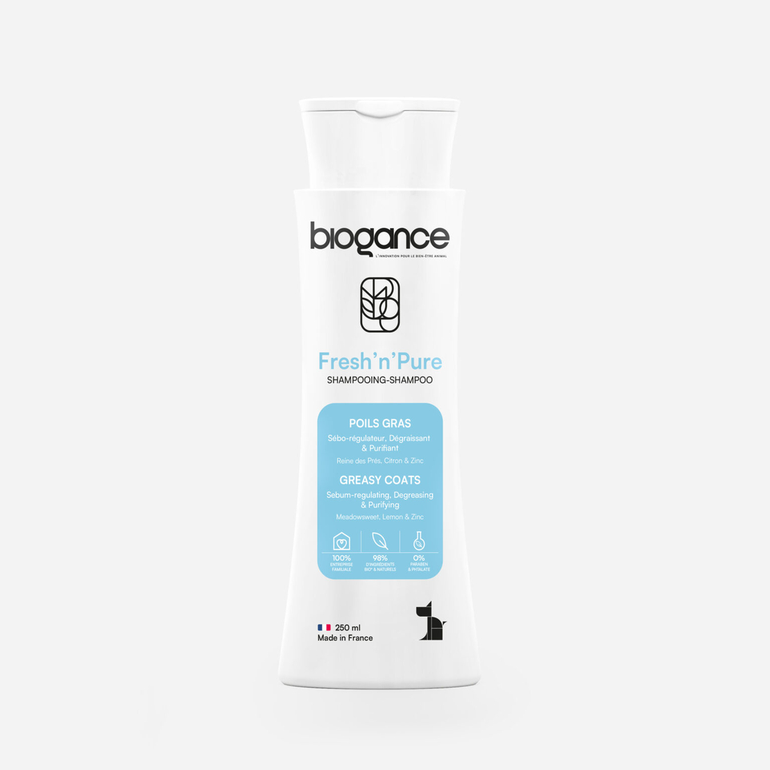 Biogance Fresh’n’Pure Шампоан за Кучета – За Мазна Козина 250 мл