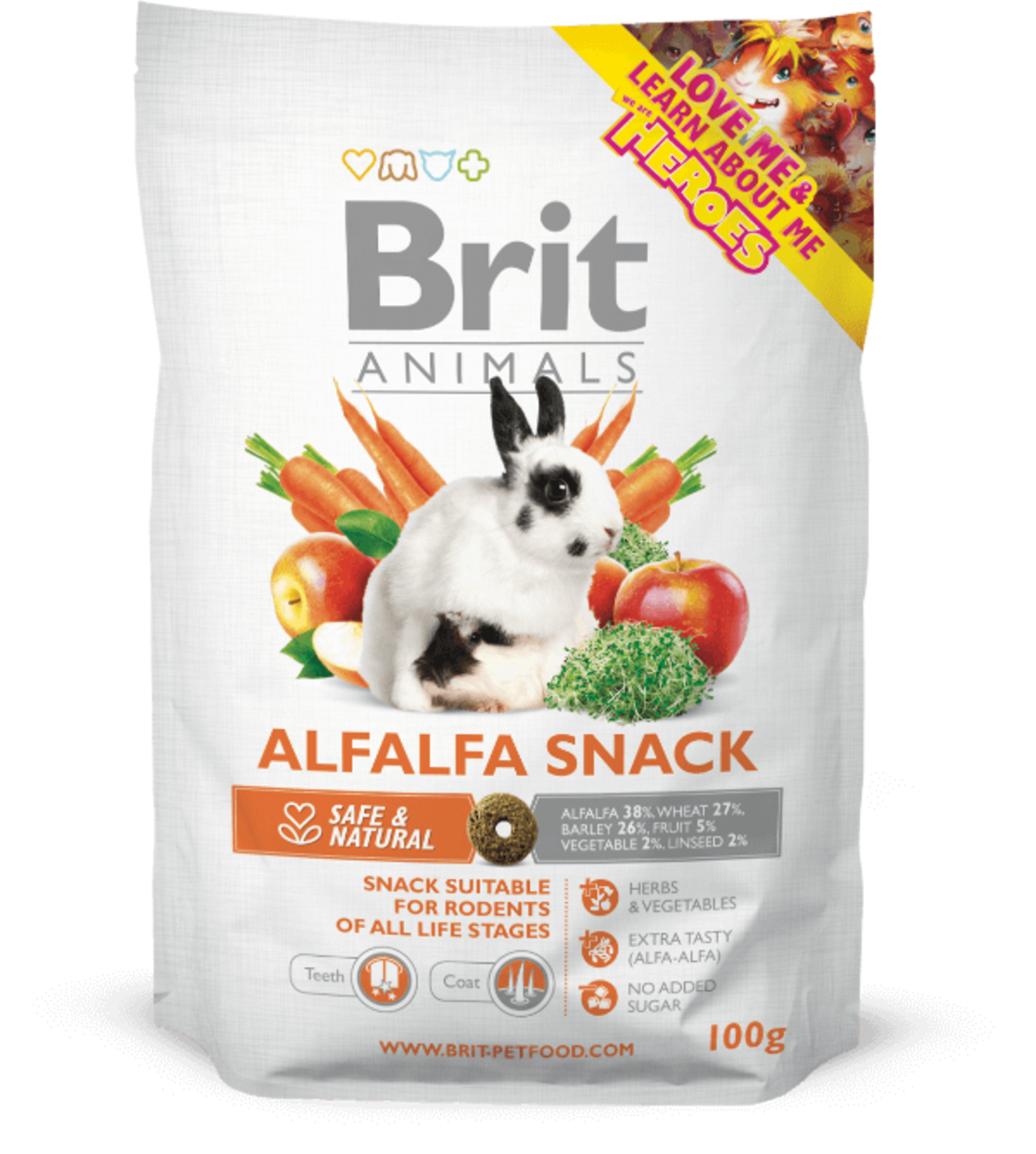 Brit Animals Alfalfa Snack 100 g – Натурално лакомство с люцерна за гризачи и зайци