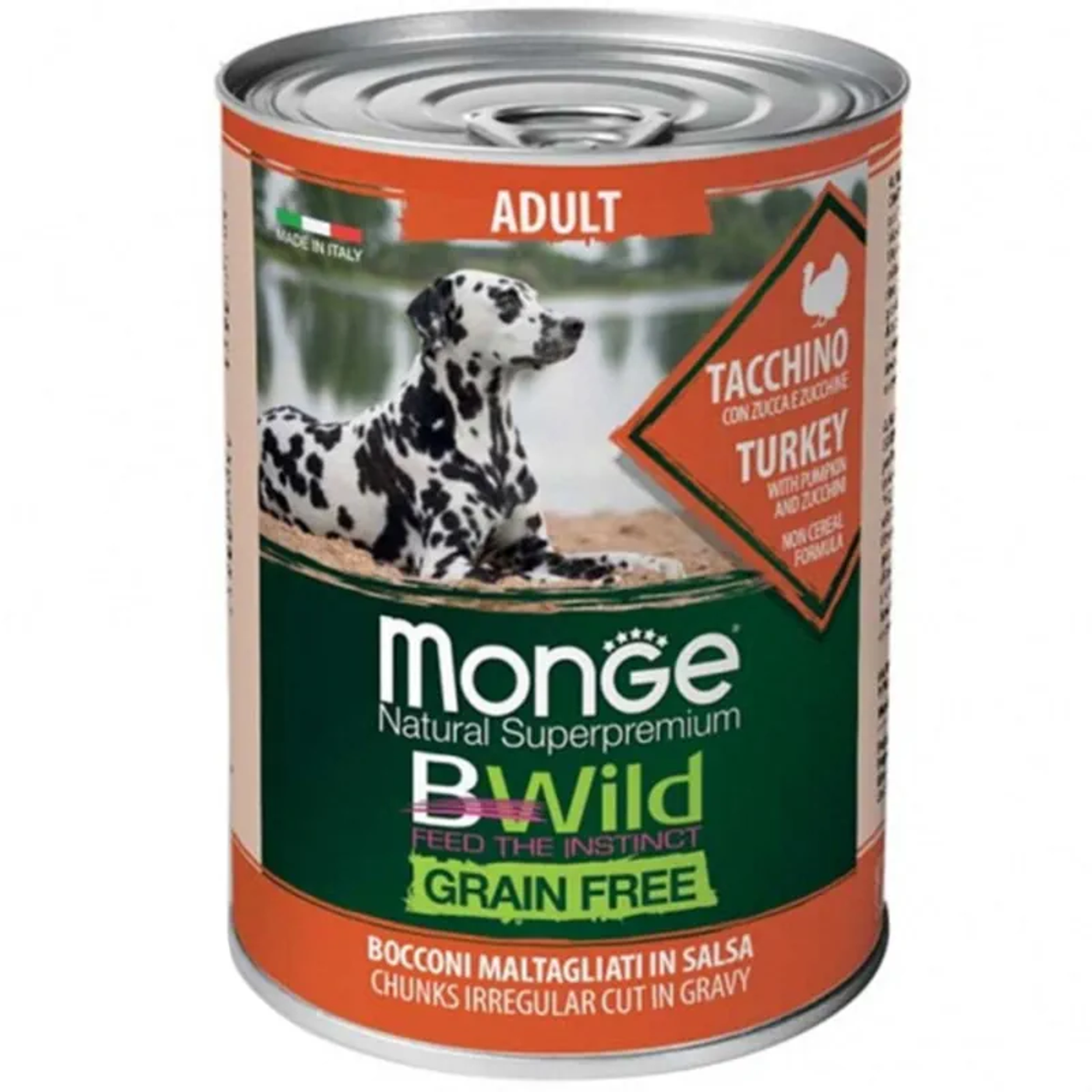 Monge BWild Grain Free Adult Dog Turkey – консерва с пуйка, тиква и тиквички, 400 g