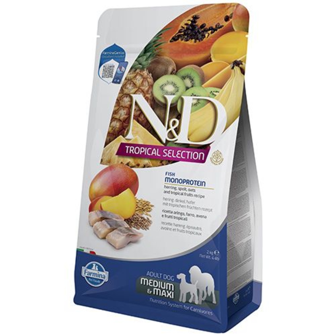 N&D Tropical Selection Herring & Tropical Fruits Adult Medium & Maxi – храна за кучета, с херинга и тропически плодове, за средни и големи породи, 2 kg / 10 kg