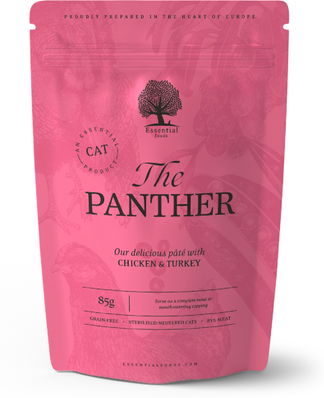 Храна за Котки Essential Foods The Panther за Кастрирани Котки с Пилешки Филенца и Пуешко Пауч