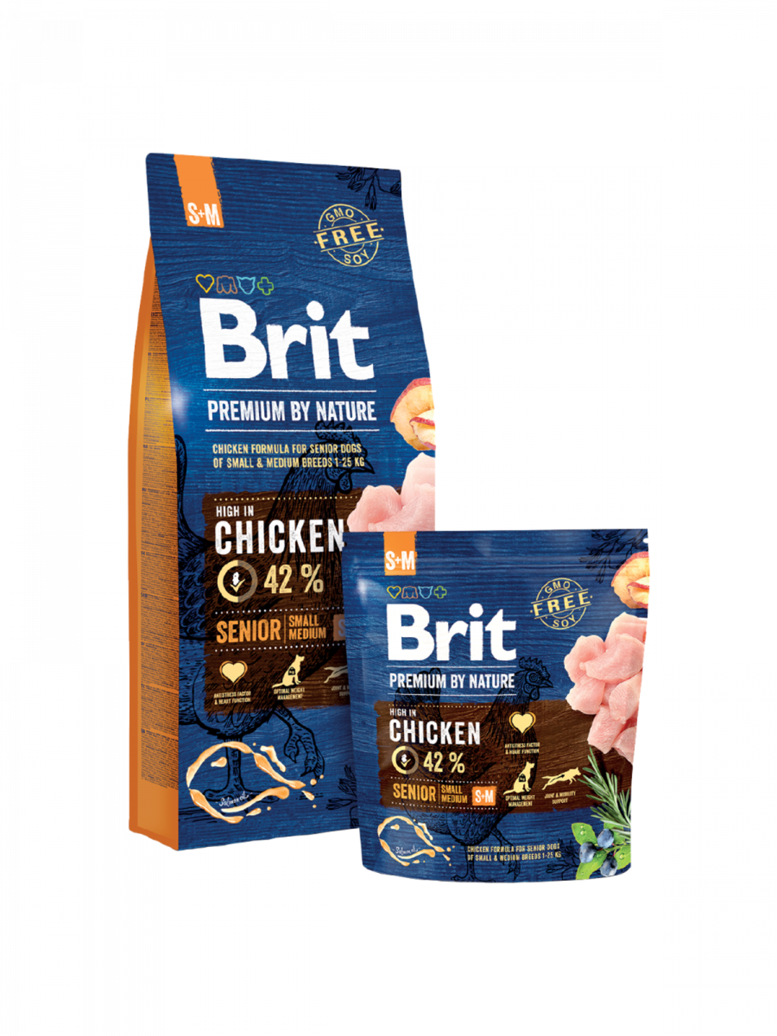 Brit Premium by Nature Senior S/M – 42% прясно пилешко – храна за възрастни кучета S/M породи, 1 kg / 3 kg / 8 kg / 15 kg