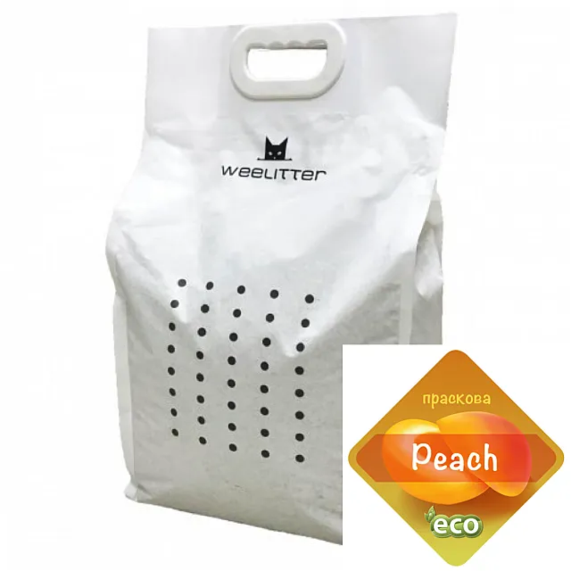 Weelitter Honeypeach - натурална биоразградима соева котешка тоалетна с нежен ненатрапчив аромат на праскова 18 литра