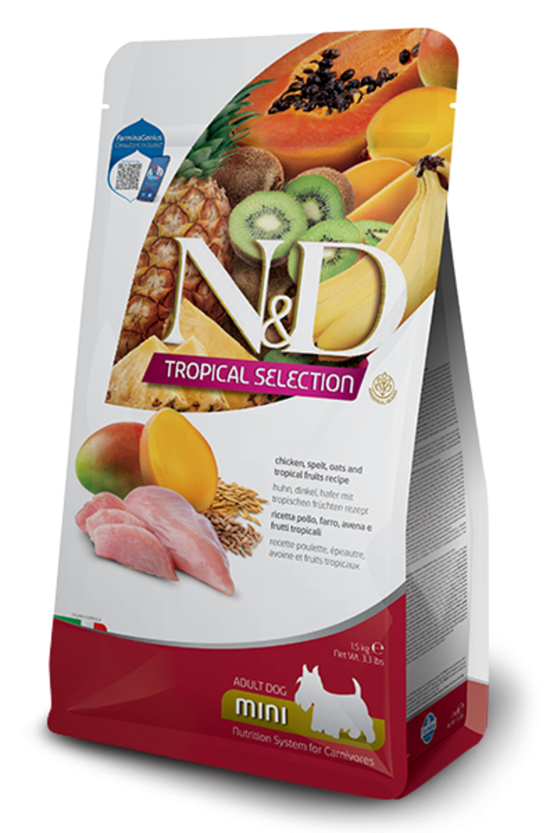 N&D Tropical Selection Chicken Adult Mini – храна за кучета, с пилешко и тропически плодове, за дребни породи, 1.5 kg / 5 kg