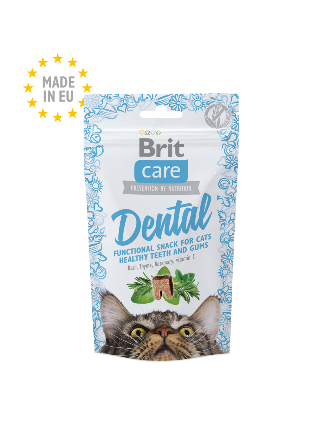 Brit Care Cat Dental - полувлажни хапки за котка за здрави венци и зъби 50 гр