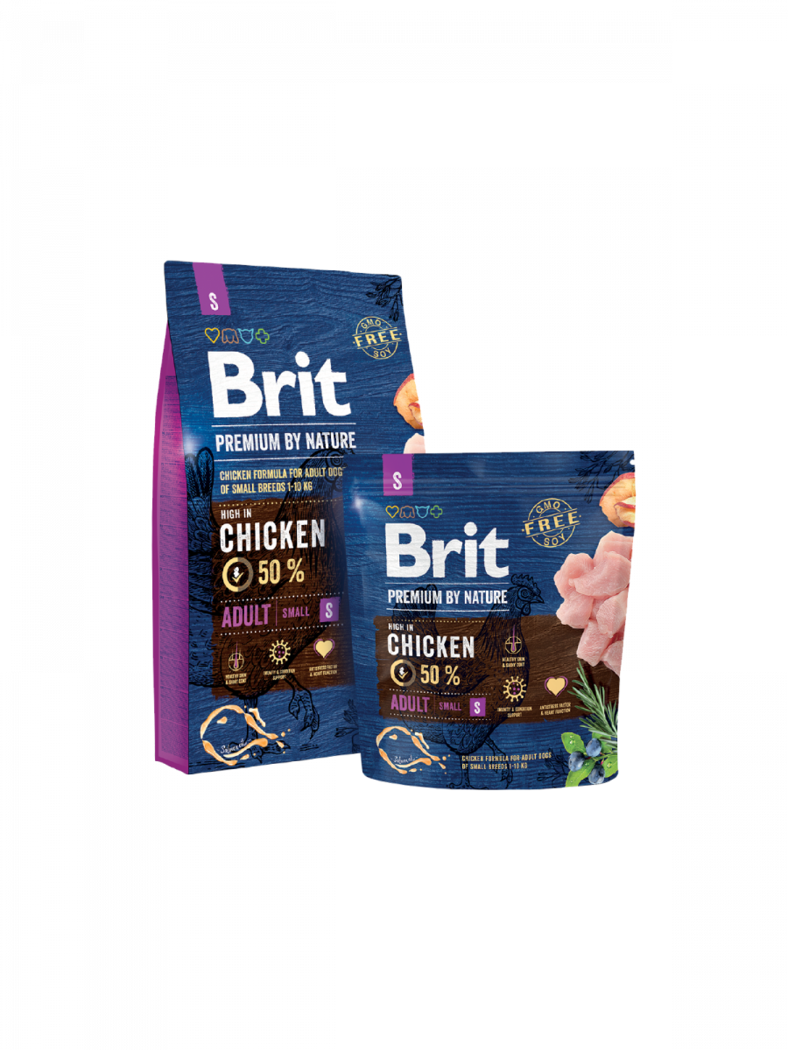 Brit Premium Adult S – 50% прясно пилешко, 1 kg / 3 kg / 8 kg
