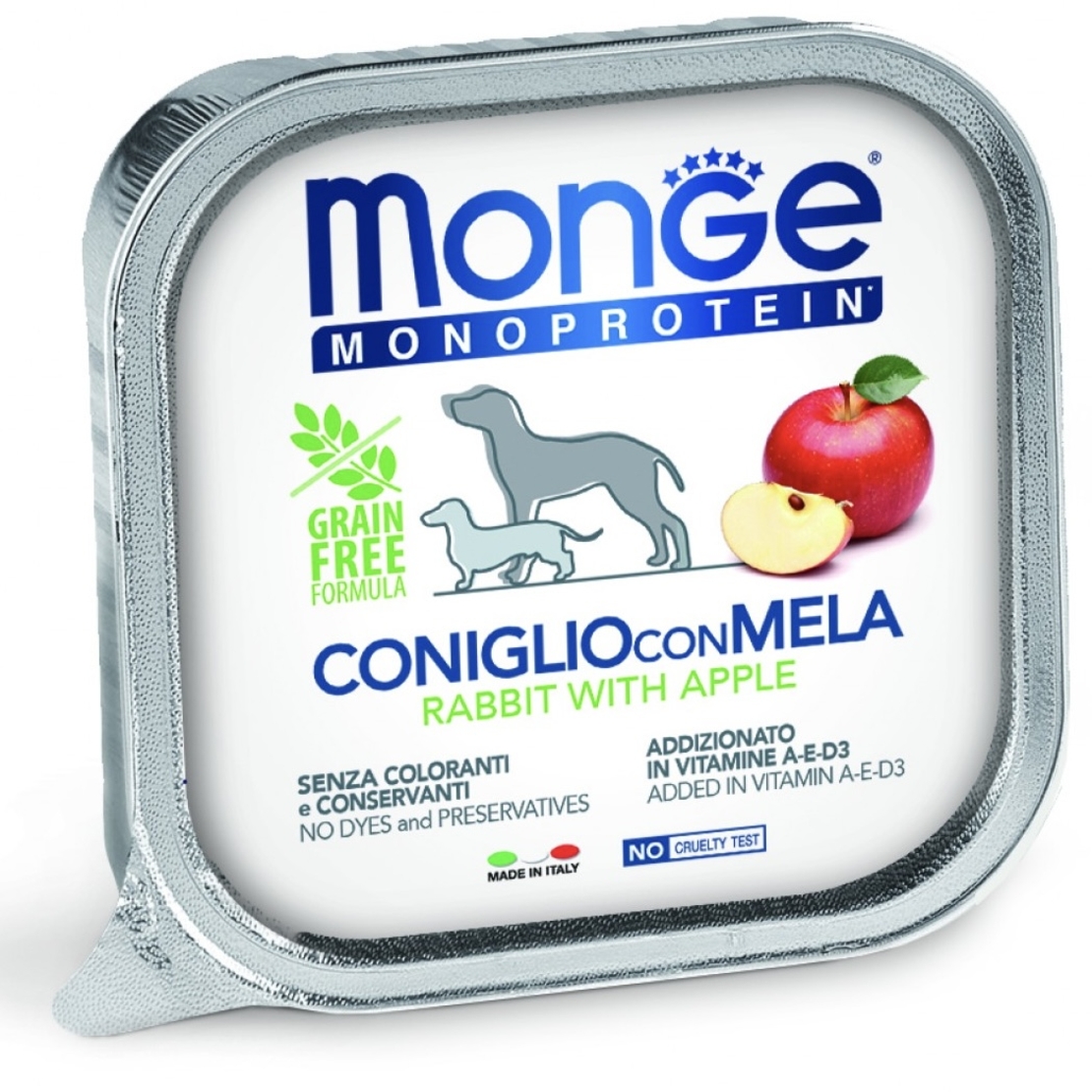 Monge Dog Monoprotein Adult Pate Rabbit & Apple – пастет за кучета в зряла възраст със заешко и ябълка, 150 g