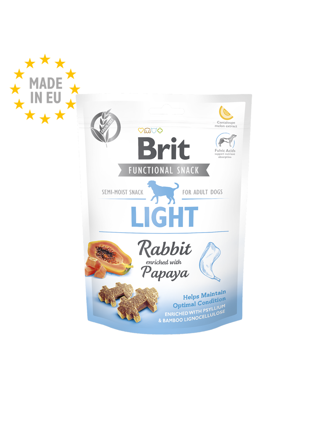 Brit Care Dog Functional Snack Light Rabbit със заешко месо , подпомага контрола на теглото, обогатен с папая, без зърнени култури и картофи